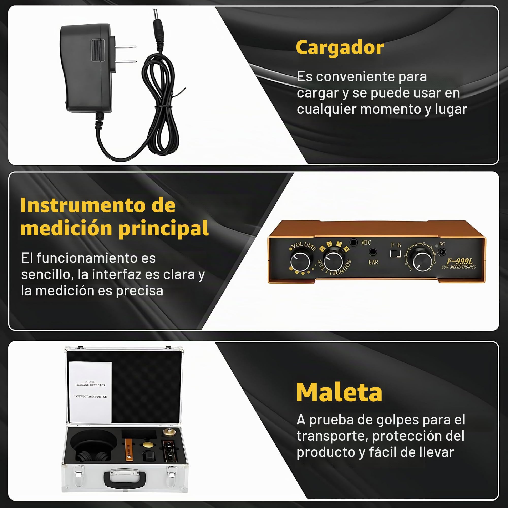 Detector De Fugas De Agua Subterránea Profesional, Sensor Geófono De Fuga De Agua Eléctrico para Exteriores, Sensor De Fuga De Agua Preciso Y Confiable para Tuberías