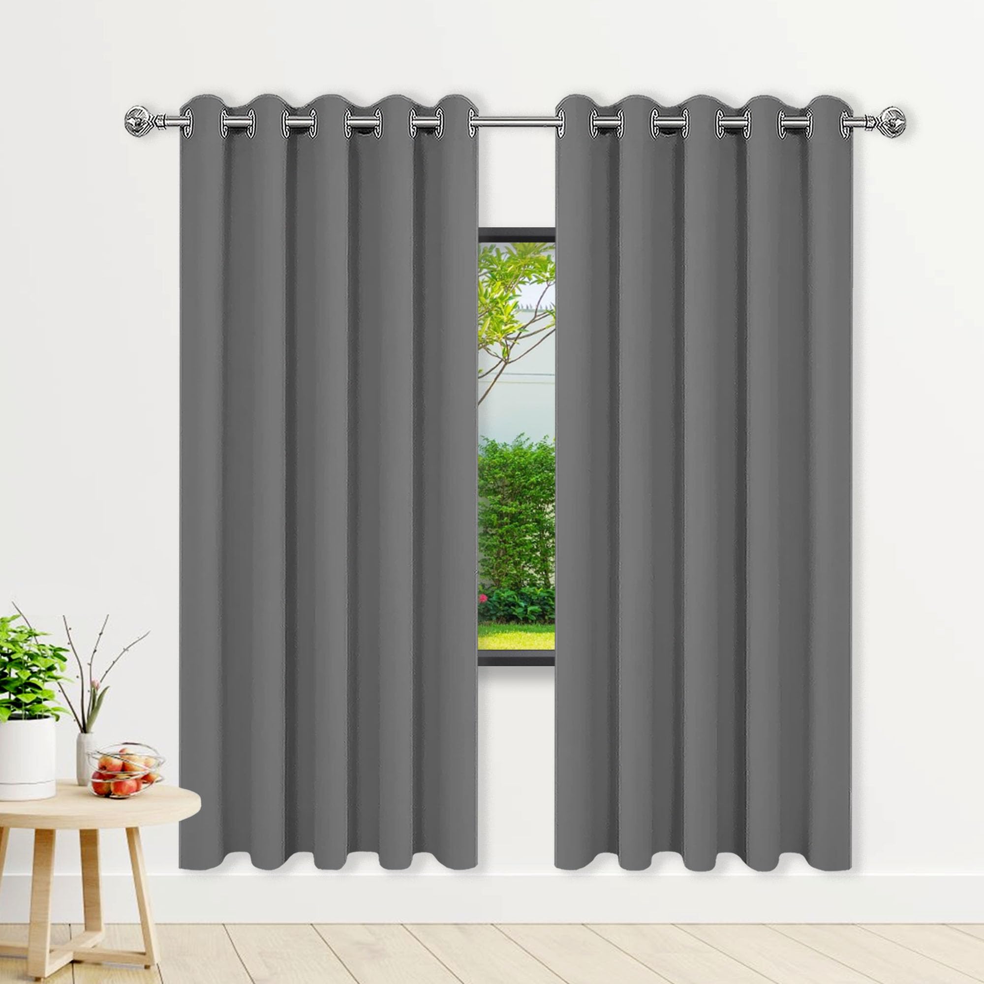 HONQGAO Blackout Curtains Home 210 x 120 cm Thermal Insulated Soundproof Blackout Eyelet Curtains Bedroom Privacy Protected for Bedroom Bathroom, Dark Grey