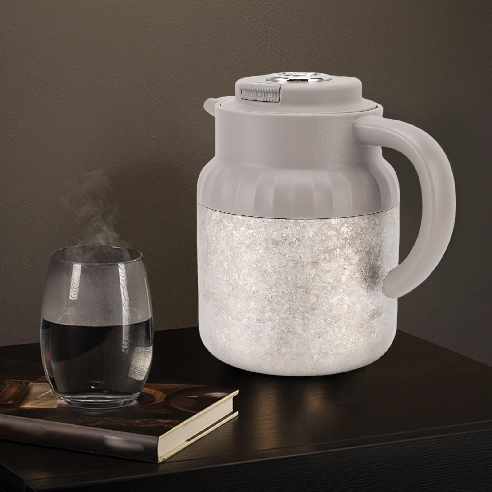 Izolowany Dzbanek do Herbaty, Wytrzymała Karafka Termiczna o Pojemności 1100 Ml z Tworzywa Ti z Wbudowanym Zaparzaczem Siatkowym do Domowego Biura na Kemping i imprezę podróżniczą
