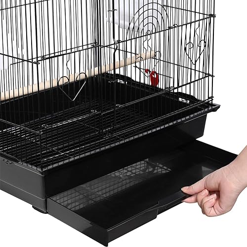 Miniatura 9 de YAHEETECH - Jaula para aves y pájaros, tamaño mediano con parte superior abierta, 41 pulgadas, jaula para periquitos, pinzones, canarios, loros