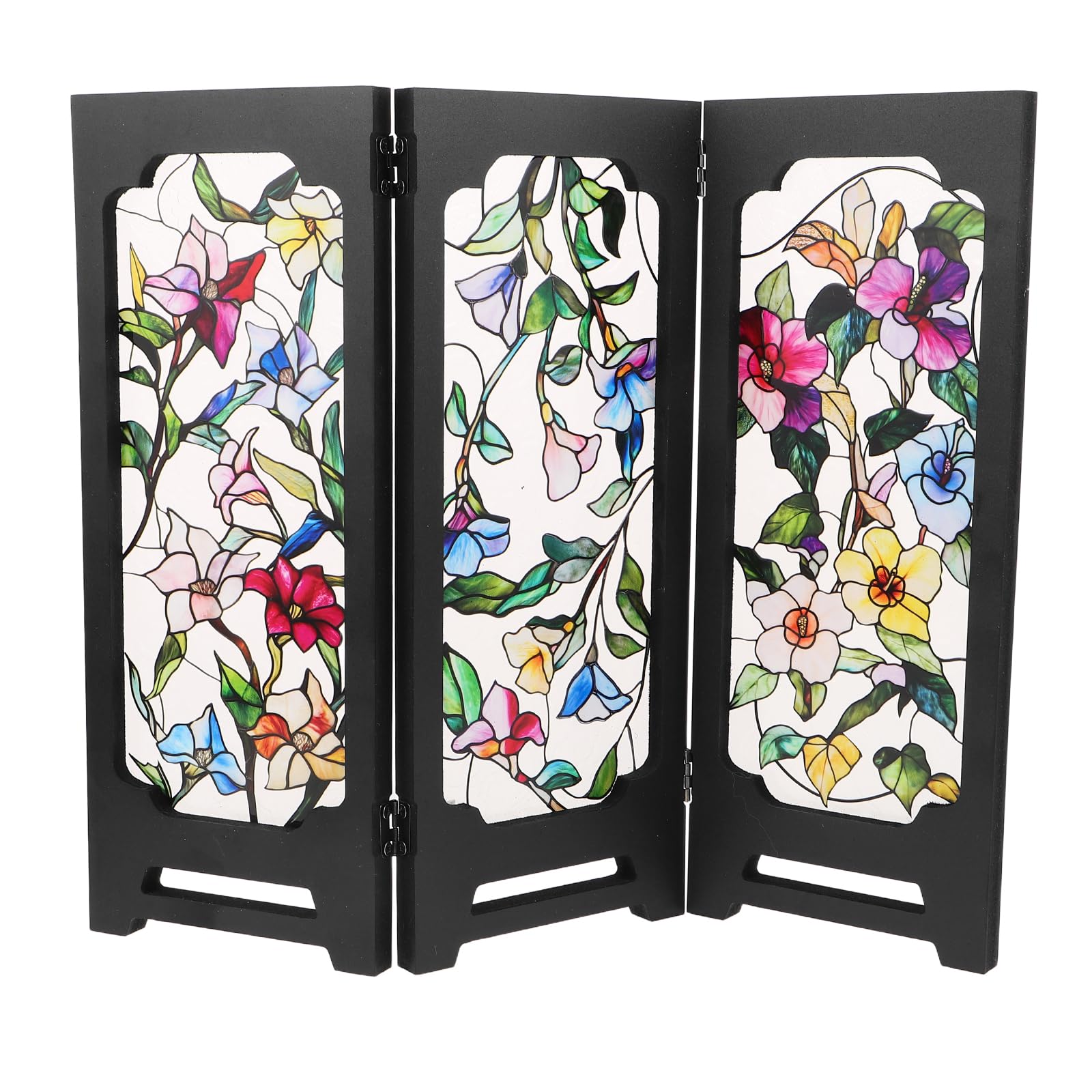 Petit écran décoratif de bureau en matériau solide et reliefs floraux
