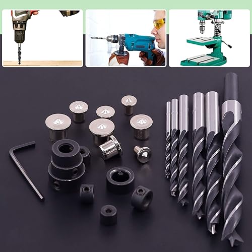 Miniatura 7 de Keadic Juego de 23 puntas y centro de espiga y brocas, pasador de puntos centrales de taladro + tope de profundidad de taladro + brocas de 18 316 14
