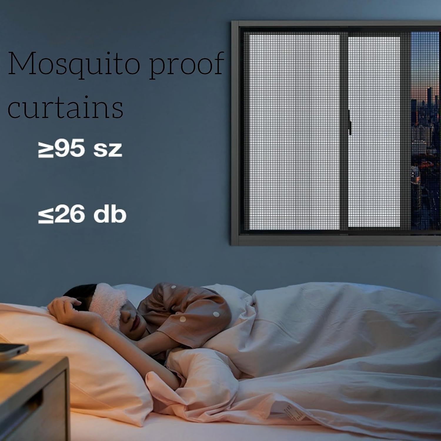 Magic Tape Stick on Curtains Mosquito Screen Window Net for Car Office Home Outdoor and Indoor (Black, 47''x59'')