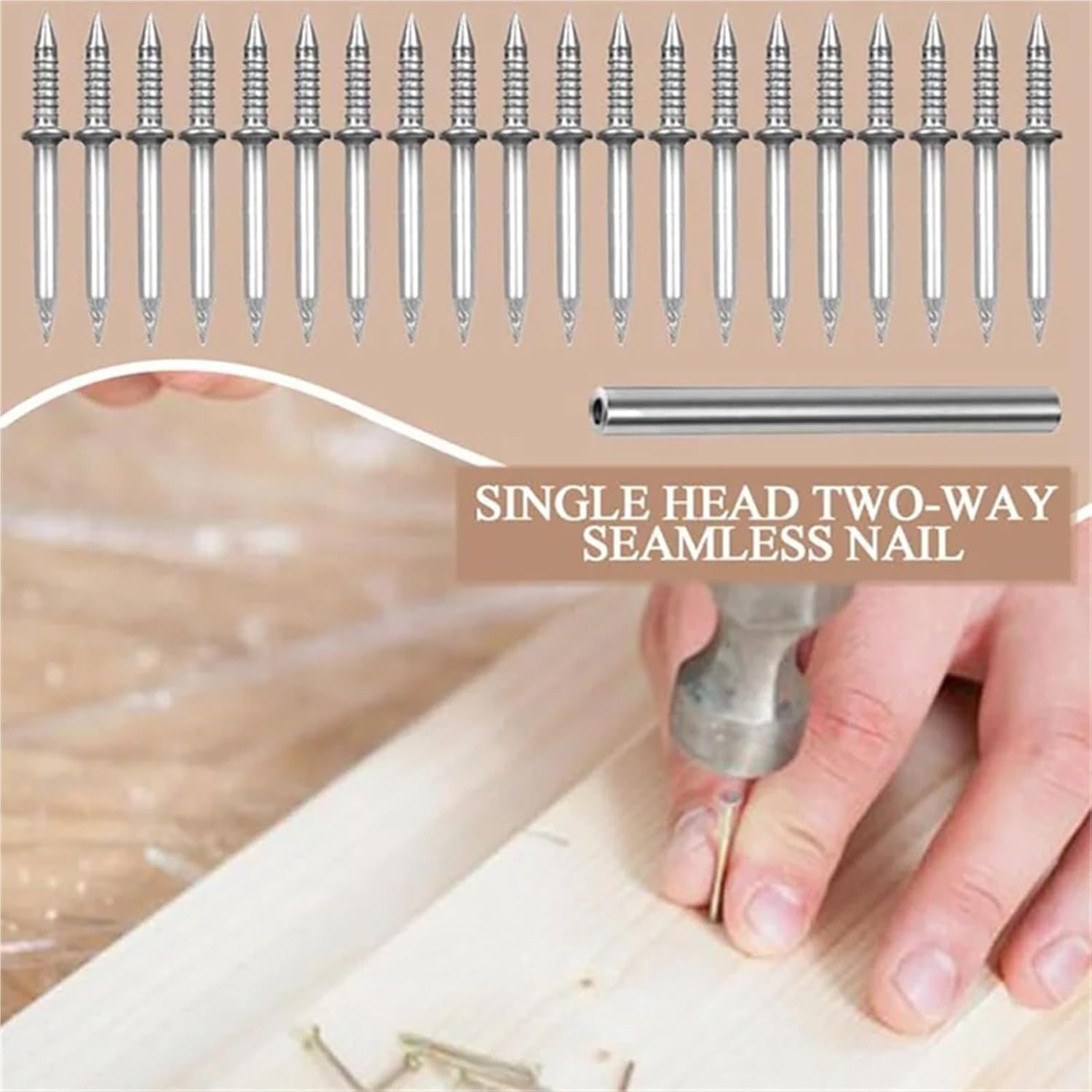 Double Sided Nails 500/700/900PCS Double-Head Skirting No Trace Nails Sheep Horn Single Angle For Solid Wood Trim(900PCS)