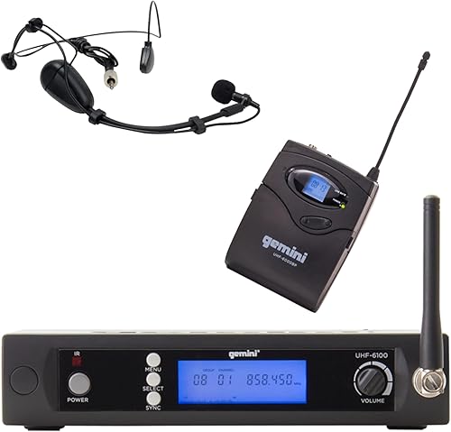 Gemini Sound UHF-6100HL Lavalier inalámbrico y micrófono de auriculares sonido de precisión para cada palabra y afinación
