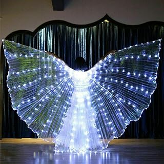 Alas LED de Mariposa para Adultos, LED ISIS Wings Glow Up Disfraces de Danza del Vientre con Palos, 360 Grados Rendimiento apoyos LED para Carnaval Halloween Accesorios de Escenario (Blanco)