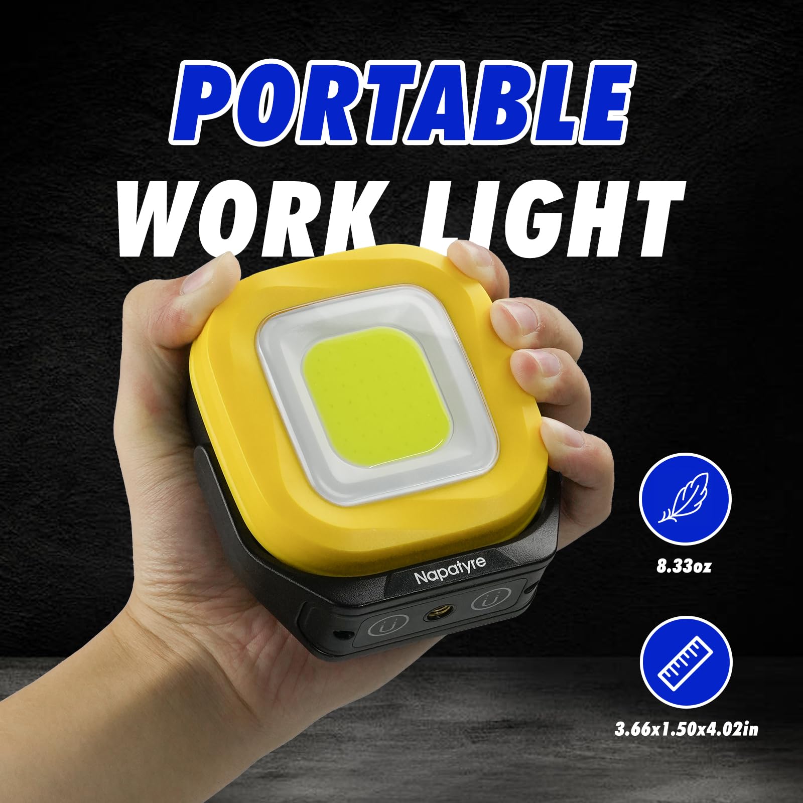 Napatyre Oplaadbare led-spot, draagbare bouwplaatslamp met 180° magnetische basis, 4 modi, 1000 lm, werklamp voor camping, bouwplaats, garage (1 stuk