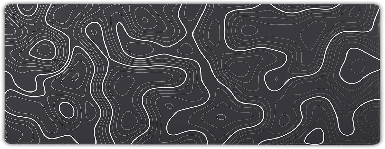 Saco XXL Gaming Mouse Pad for PC – Large Desk Mat 900×400×3mm, Extended Non-Slip Rubber Base, Waterproof Surface, Topographics Design, Big Keyboard Mouse Pad for Office & Home Setup — Amazon image 2