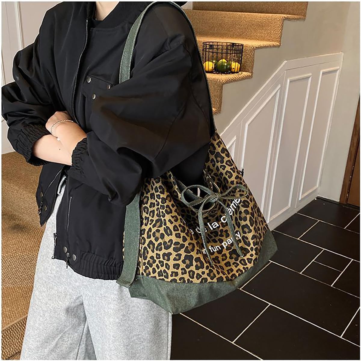 NCDUANSAN Advanced retro women's leopard print handbag, commuting shoulder bag, double-sided bag, versatile and fashionable - Image 2