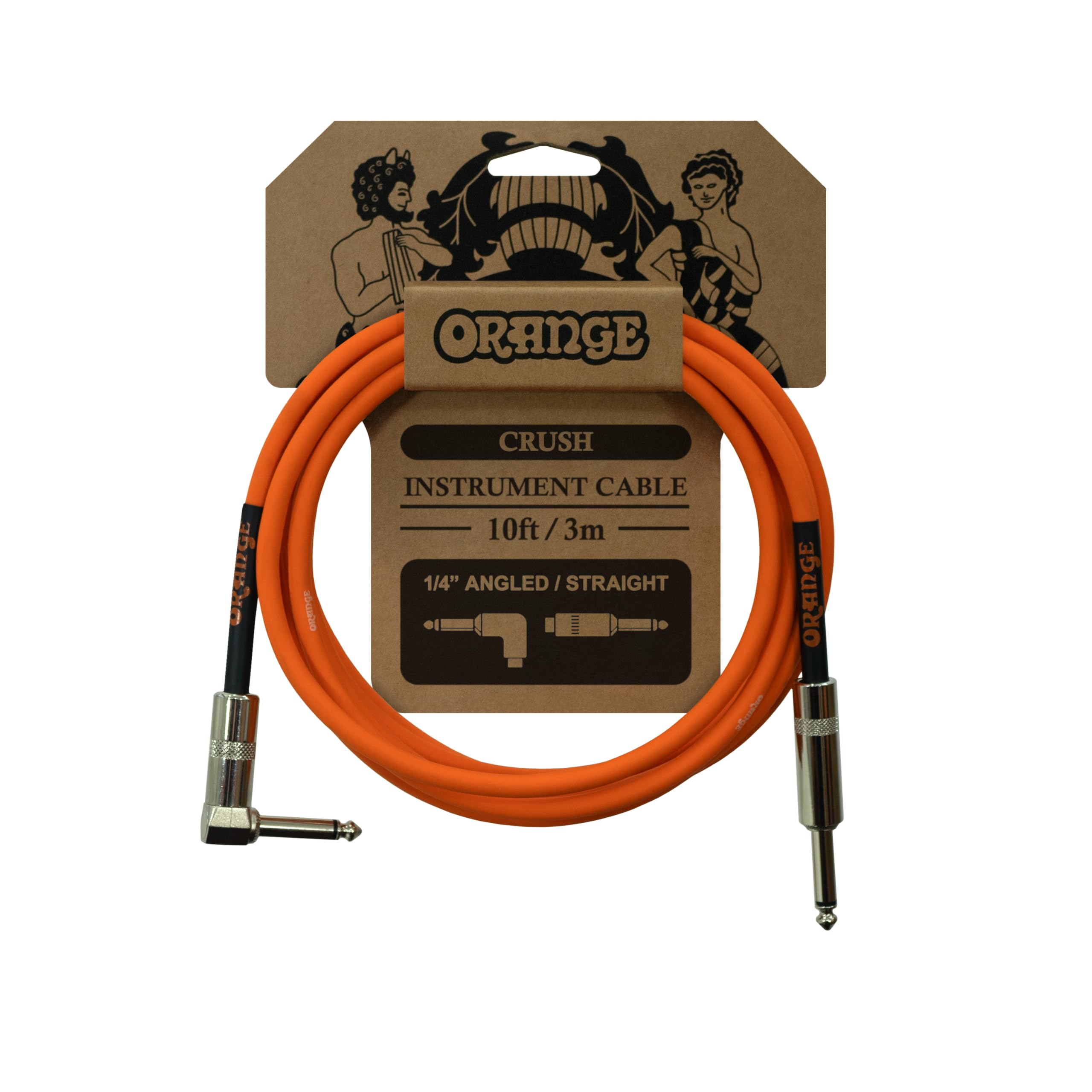 Orange Crush 10' Instrument Cable with Angled to Straight Connector, Orange