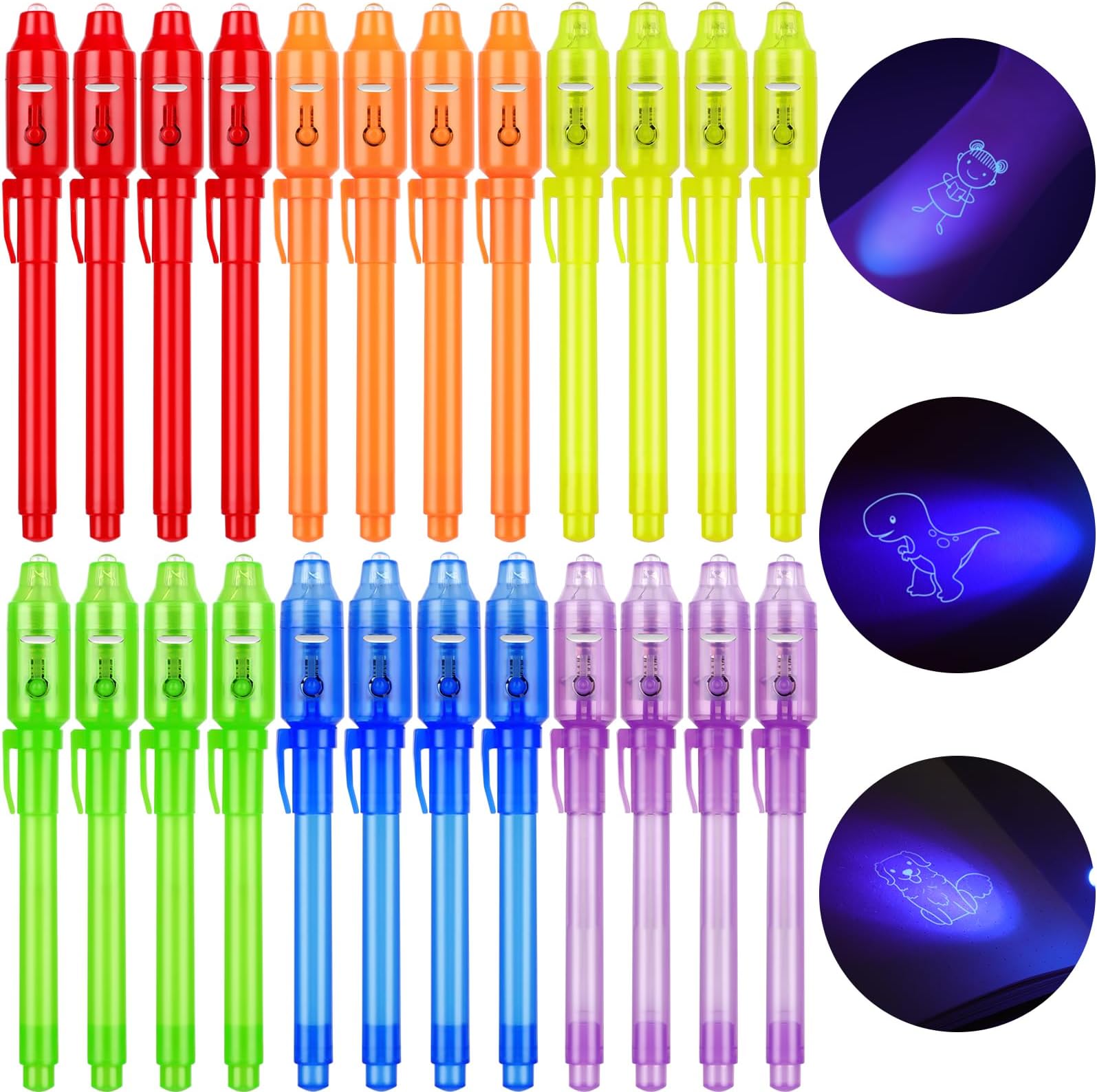 leyun 24 Invisible Ink Pen with UV Light Magic Marker Kid Pens,Spy Pen for Birthday,Activity & Festival, Great Gift for Kids and Children,Fun Birthday Party Bag Fillers for Kids