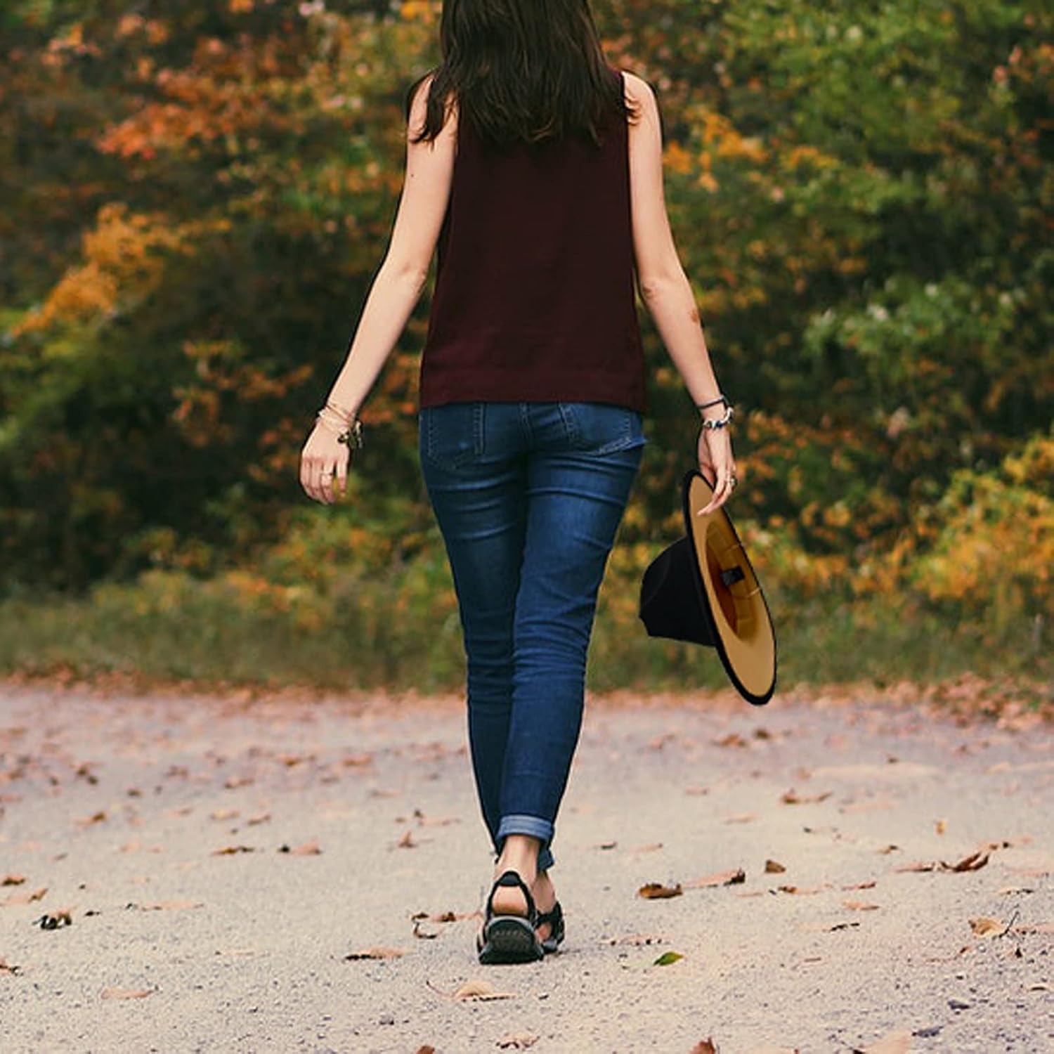 Gossifan Wide Brim Fedora Felt Panama Hat with Belt Buckle - Image 5