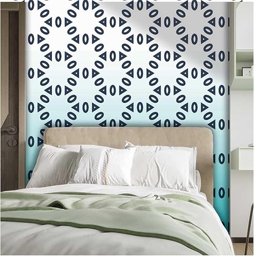 Miniatura 2 de Papel tapiz de contacto para despegar y pegar, color blanco, cian, degradado, papel tapiz geométrico a cuadros, protege la superficie (W) 31.5