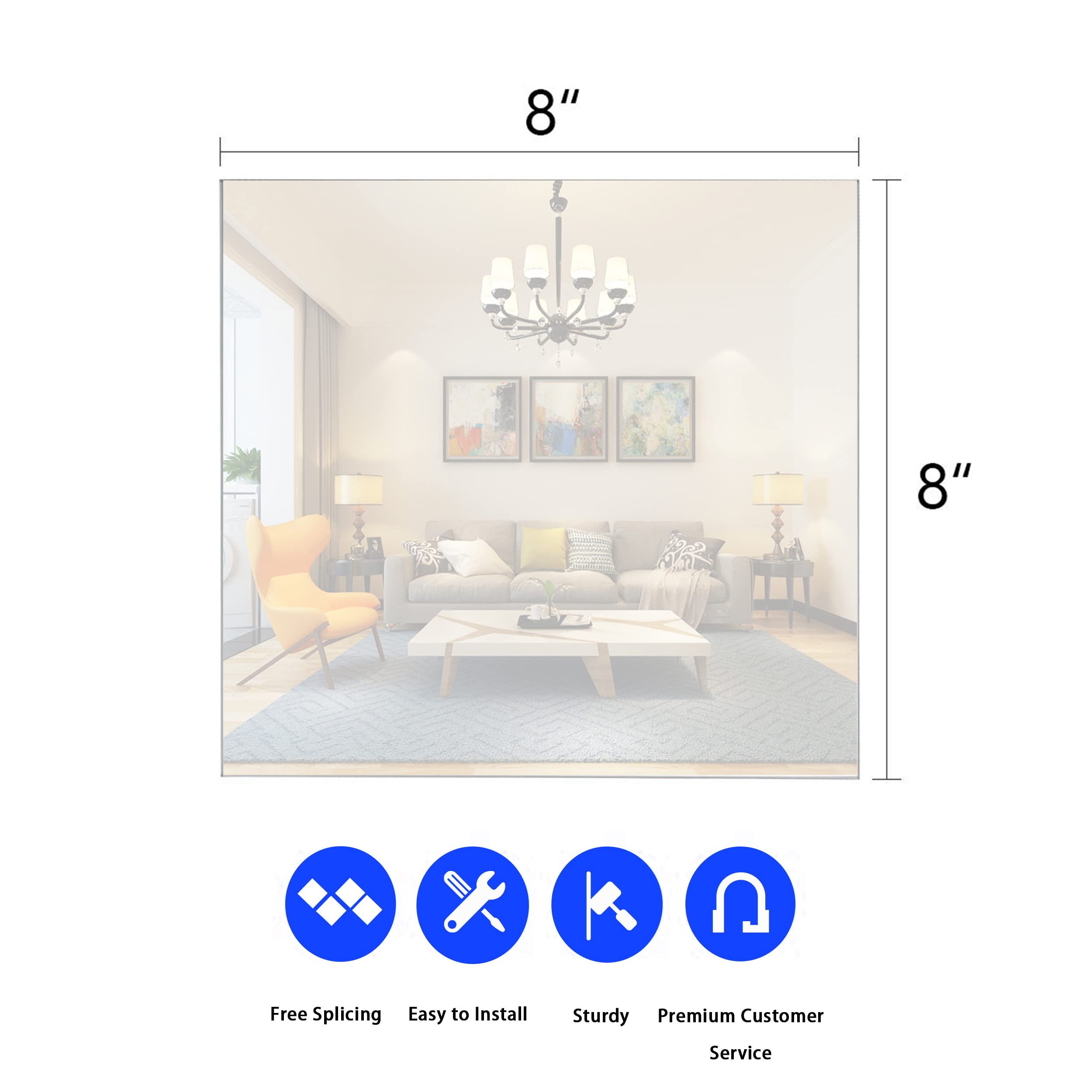 FOLUVUR 12PCS Gym Mirror for Home Gym Mirror Tiles for Wall 8 x 8, Square Mirror Frameless Ceiling Mirror Set, Perfect for Table Wedding Centerpieces, Mirror Panels, Candle Tray