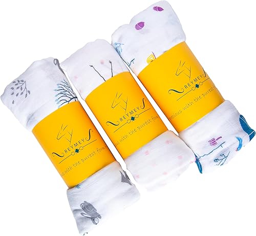 REYMEY Paquete de 2 mantas de muselina para bebé (70% viscosa hecha de bambú, 30% algodón, 47 x 47 pulgadas) para recién nacidos, bebés, niños y