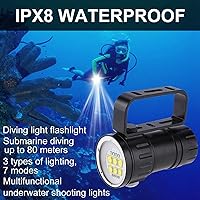 Vista 6 de Linterna de buceo, linterna de buceo, linterna de buceo LED impermeable al aire libre, luz de buceo de energía recargable, linterna profesional