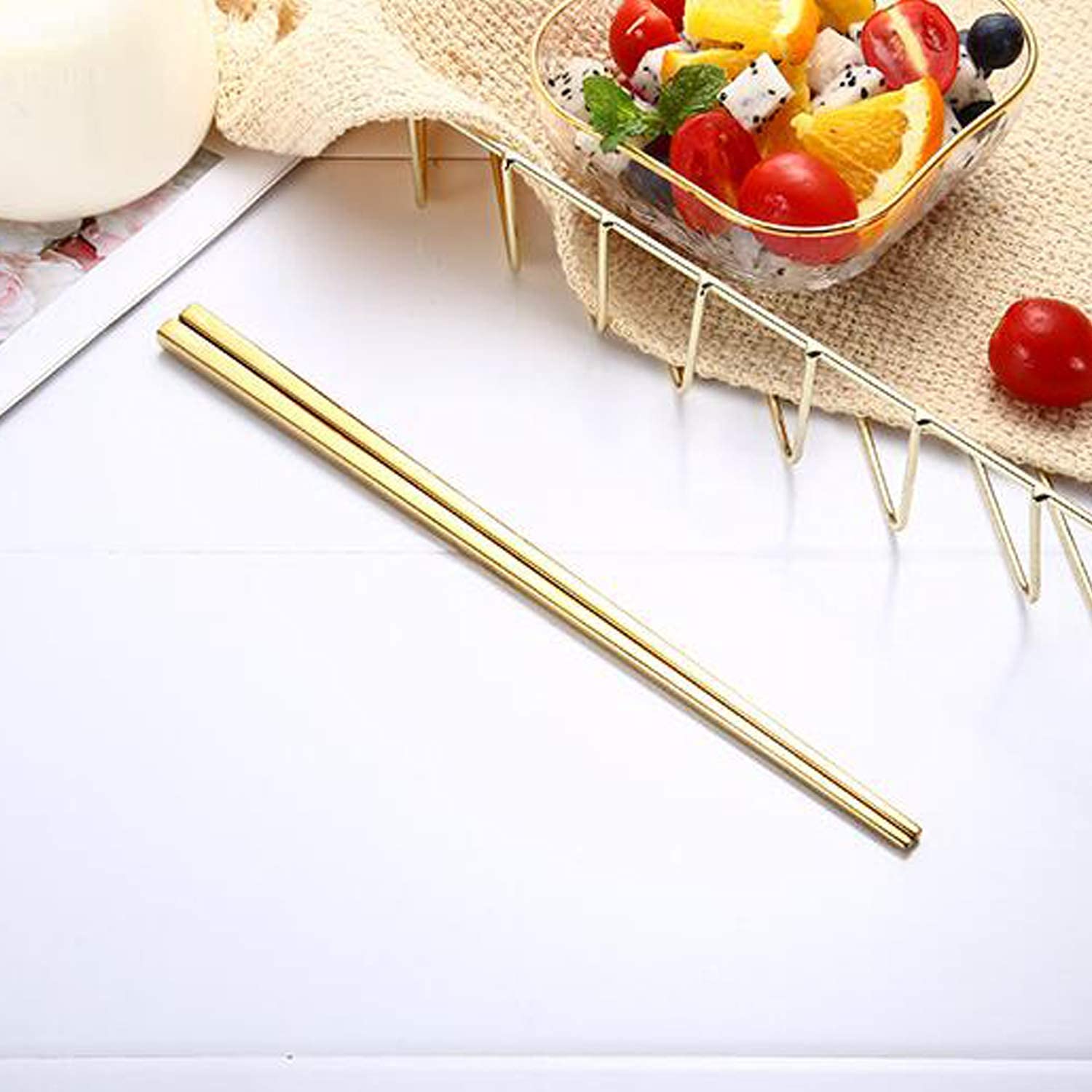 Lot De 5 Paires De Baguettes En Acier Inoxydable, Passent Au Lave