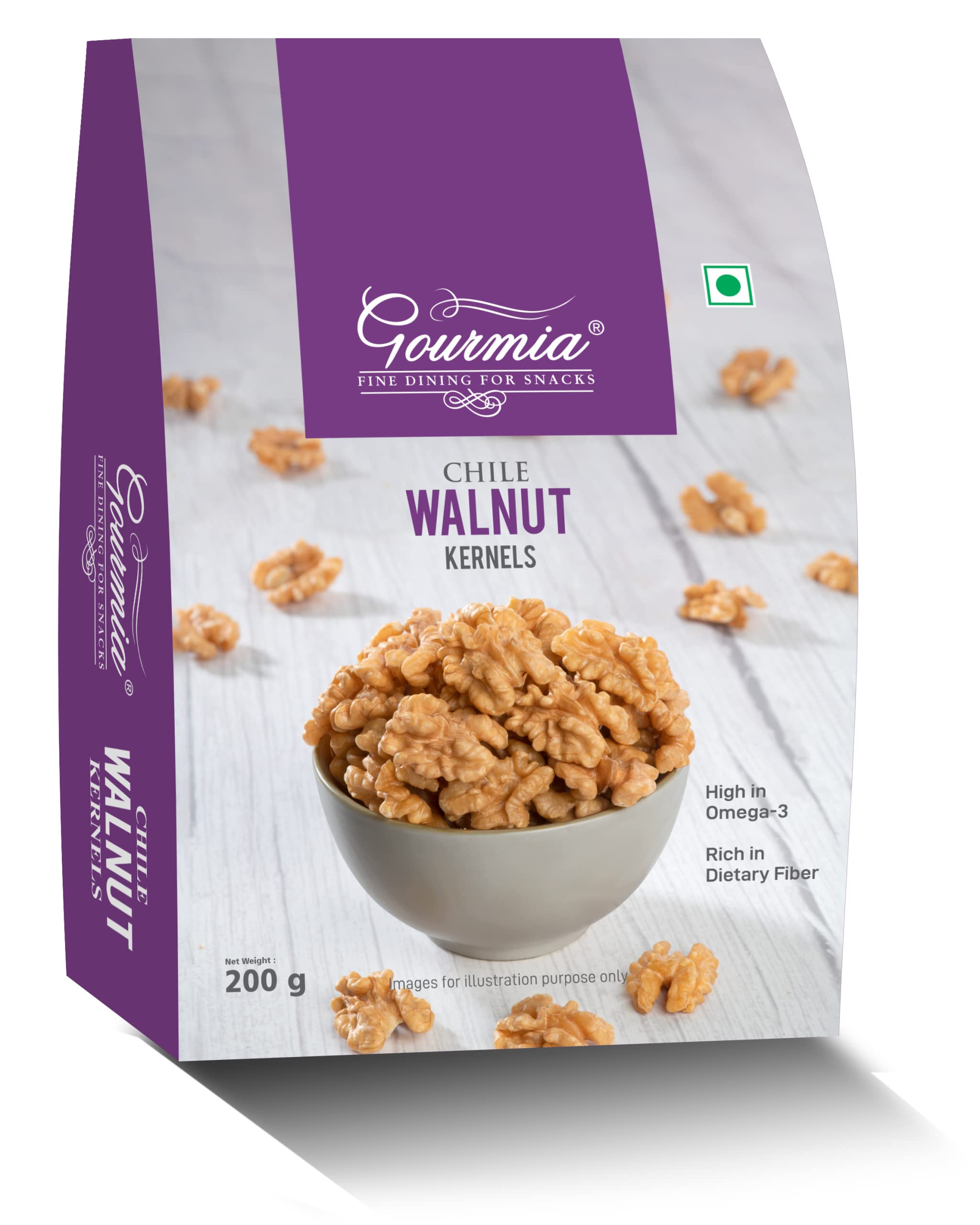 Gourmia Chile Walnut Kernels Select Size 200g | Extra Light in Color | Large Size Walnut Halves | Without Shell | Akhrot Giri | Rich in Omega-3 | Delightful Snack | Brain Food | Crunchy Nuts