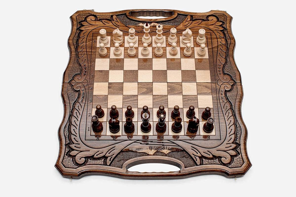 2 in 1 Armenian Backgammon Checkers Handmade Nardi High Detail Wooden Board Game Hand Crafted Nardy + Gift