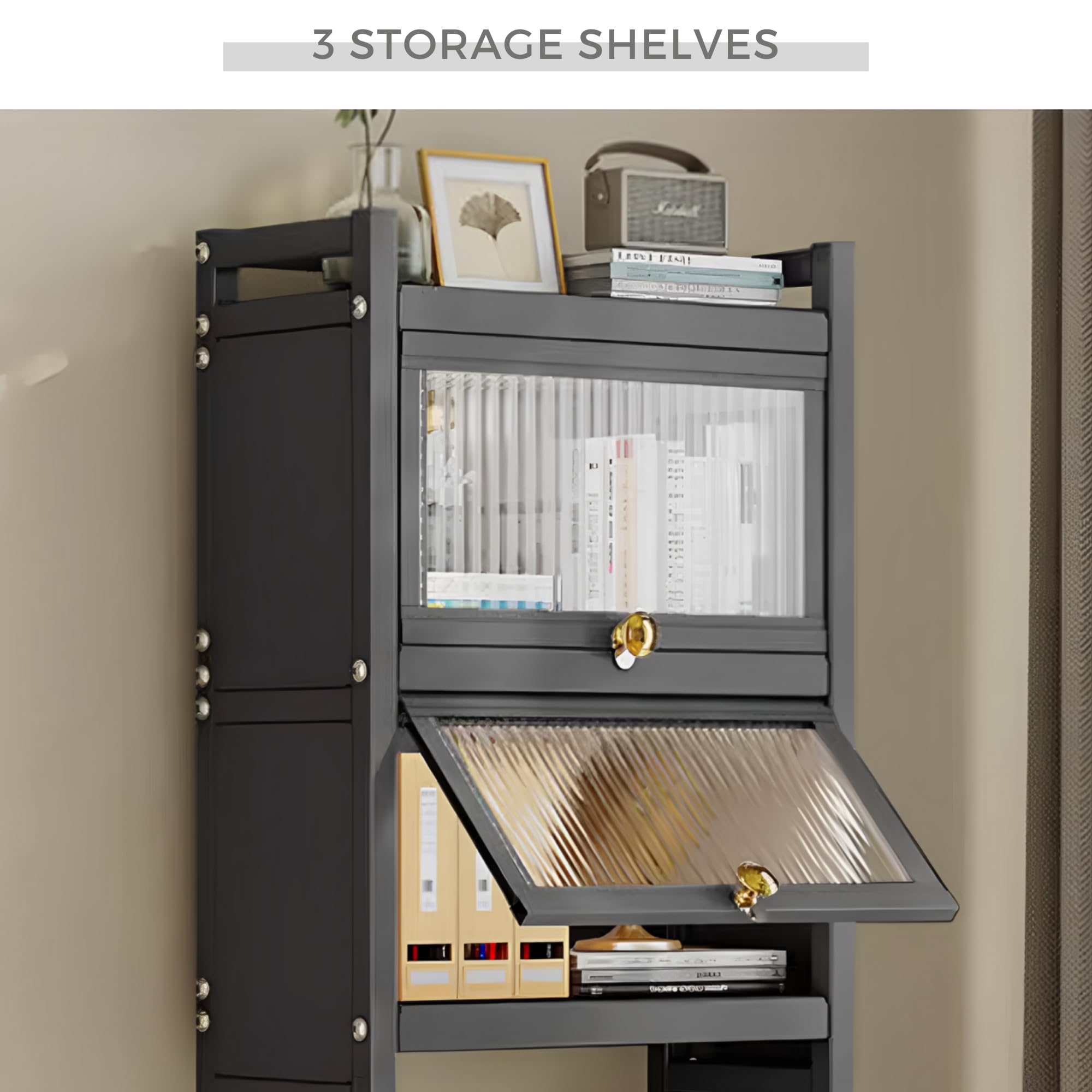 MAGIC SELECT Estantería sobre Inodoro con Puertas Abatibles | Estante de WC Organizador Multiusos | Estantería de Almacenamiento de Baño | Ahorra Espacio con 3 Niveles | Patas Ajustables en Altura.