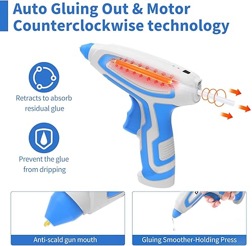 Miniatura 2 de HARDELL Kit de pistola de pegamento caliente inalámbrica de 3.7 V con 30 barras de pegamento, pistola de pegamento inalámbrica de precalentamiento