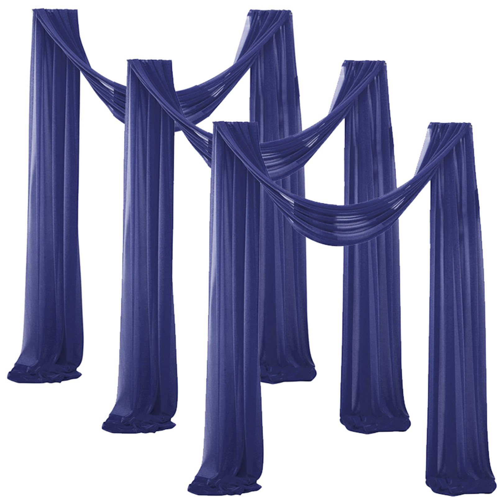 Chickwin Tenture Mariage, 3 Pièces Voilage Elégant Arche Mariage Tenture, Fond de Rideau Mousseline de Soie pour Décoration Mariagé, Cérémonie, Fête, Toile de Fond (Bleu Marine,75x600cm)