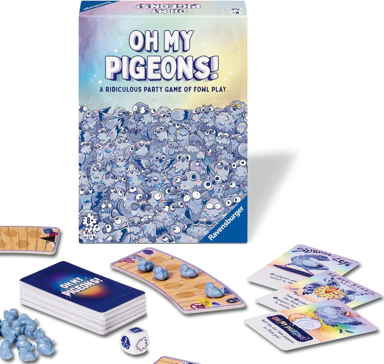 Oh My Pigeons - Fun Game Night and Party Board Game for Families, Adults and Kids Age 8 Years Up - 2 to 5 Players