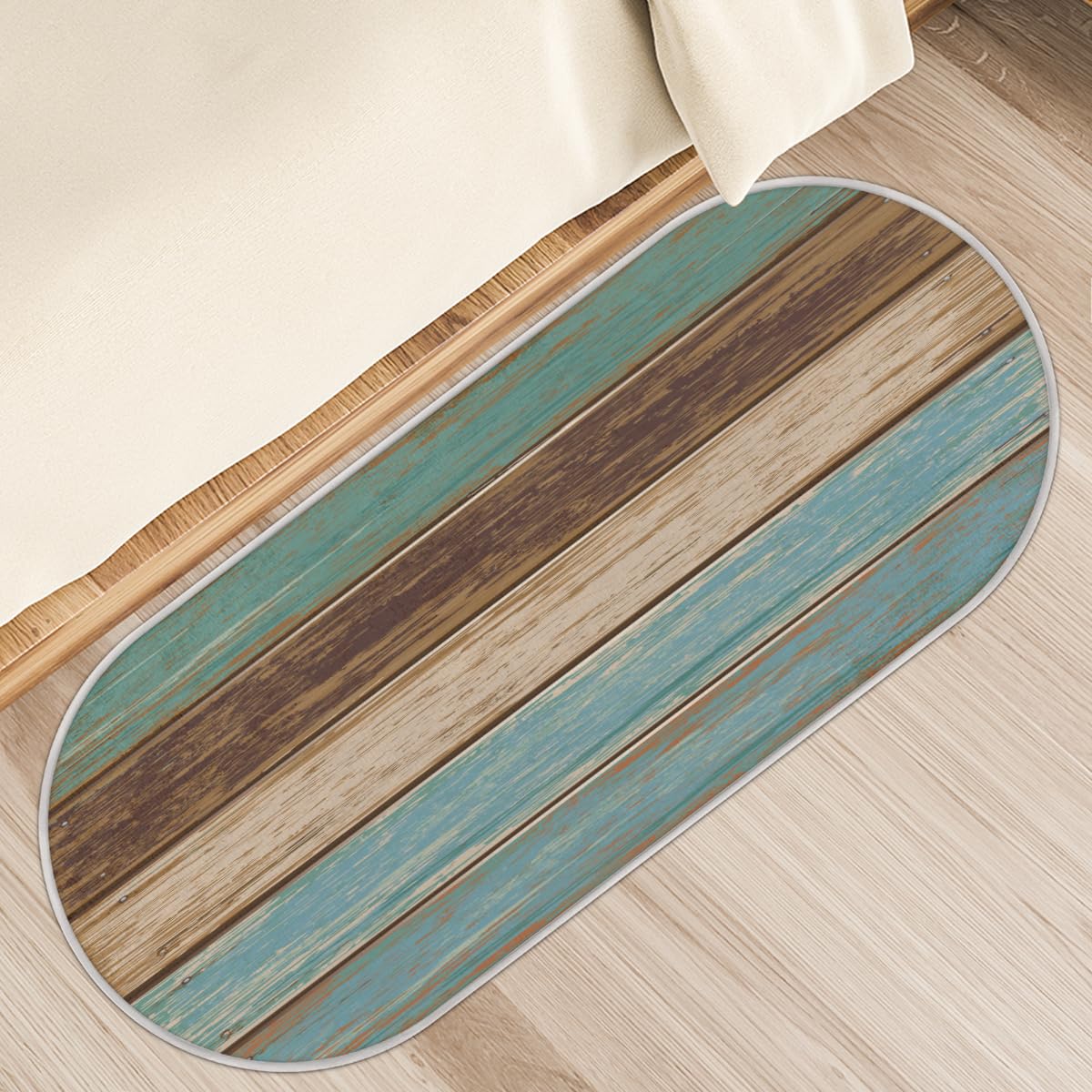 TropicalLife Drewniana tekstura retro dywanik mata 50 x 120 cm, drewniane długie włosy pogrubione dywaniki do pokoju kuchni domu łazienki wewnątrz antypoślizgowa mata podłogowa dywaniki