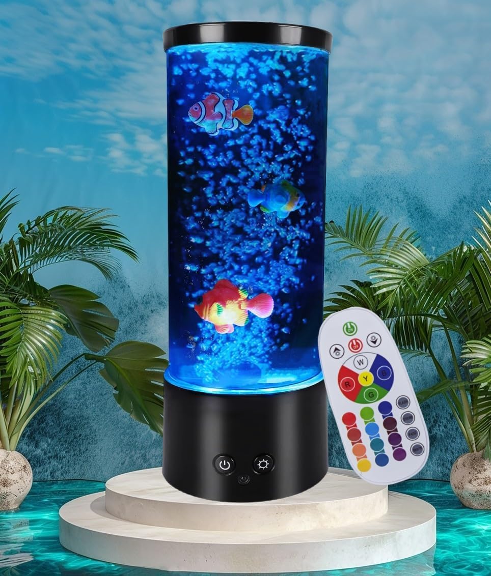 Bubble Fish Lamp with Color Changing Sensory Mood Light, Mesmerizing Home Decor for Bedroom/Office, Unique Gift for Adults/Teens