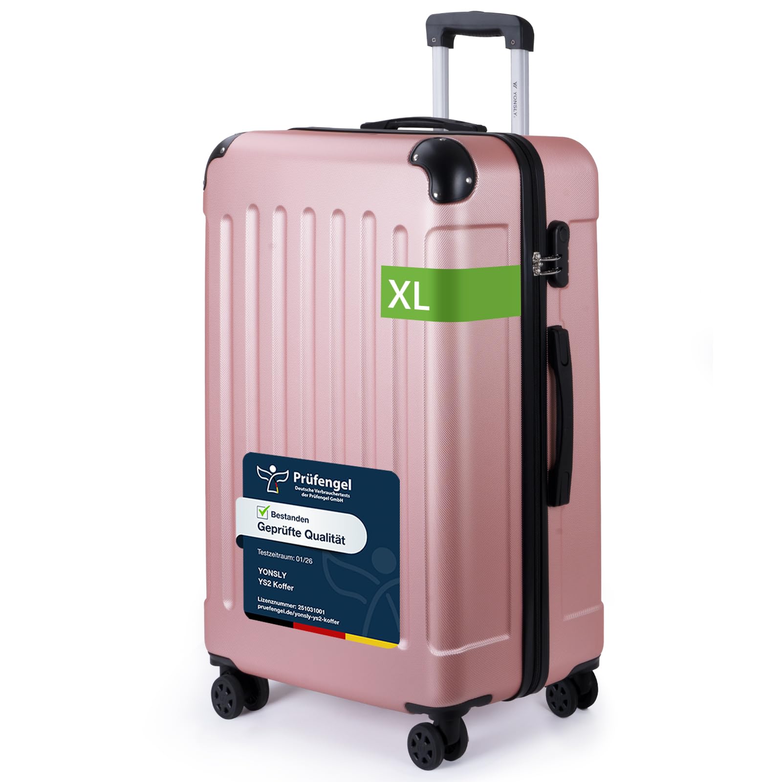 YONSLY Trolley Koffer Set, Reisekoffer, Rollkoffer Handgepäck, Kabinkoffer Suitcase, Gepäckset mit 360° Rollen, Hartschalenreisekoffer, Zahlenschloss, Gummigriff