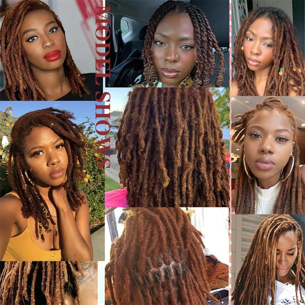 Splatanie włosów Afro Kinkys Bulk Human Hair #30 Auburn Reggae Dirty Braids Brazylijskie Naturalne Włosy Szydełkowe Dredy Kobieta(6inches)