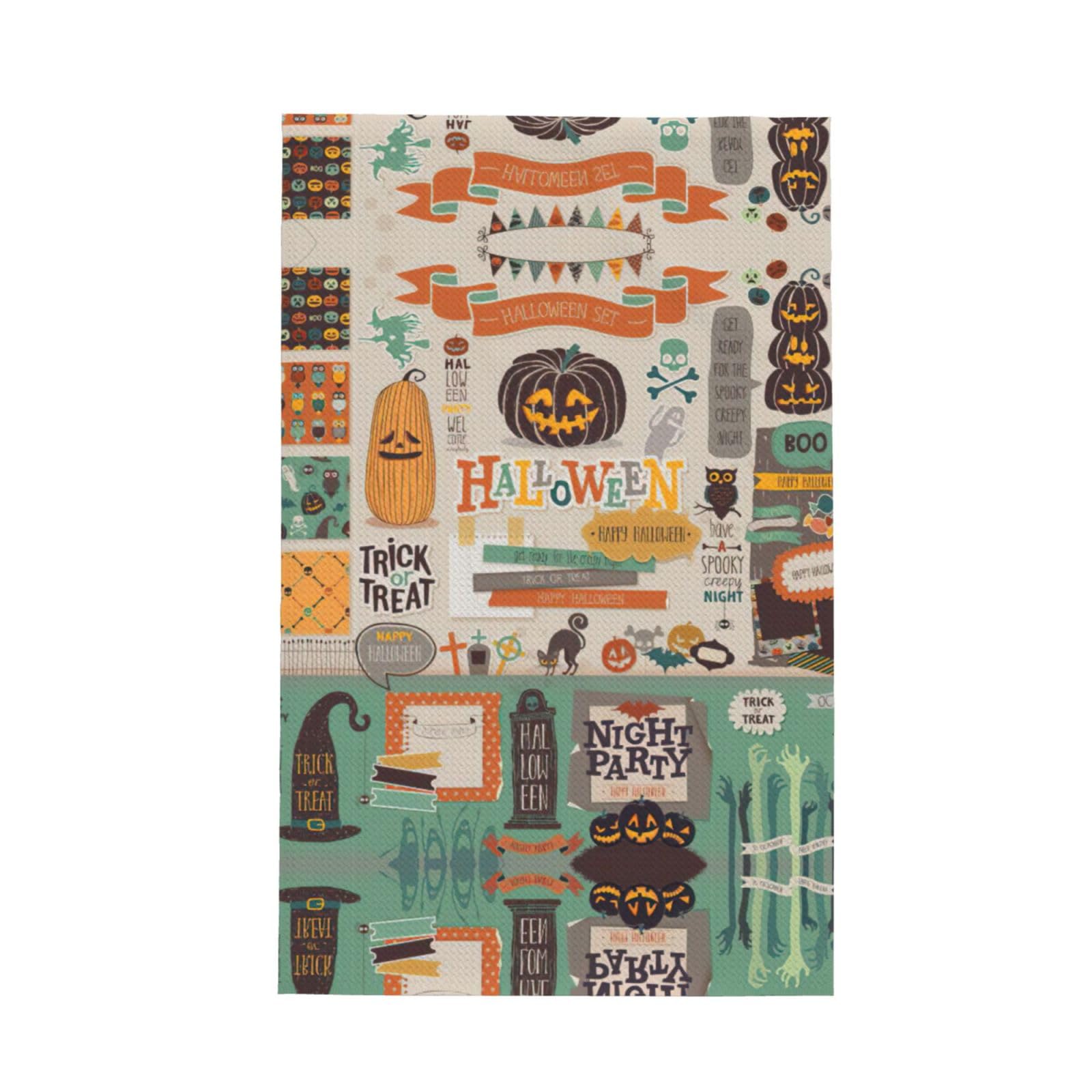 Xxahnbm Black Halloween Scrapbook Print Waffle Kitchen Towel,Absorbent Hand Towel