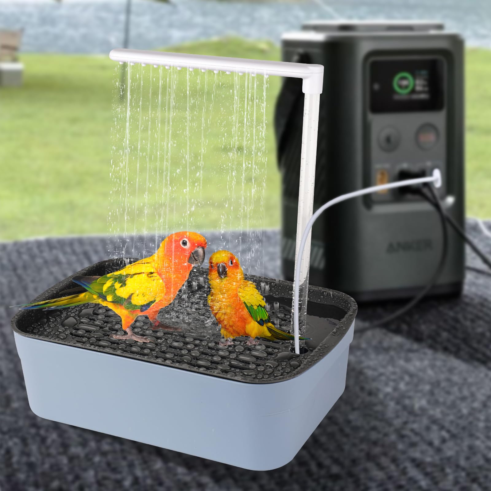 Automatic Bird Bath for Cage Indoor Parrot Bath with Shower Water Circulated Controller Bird Cage Accessory for Parakeets Cockatiel African Grey Lovebird - image 7