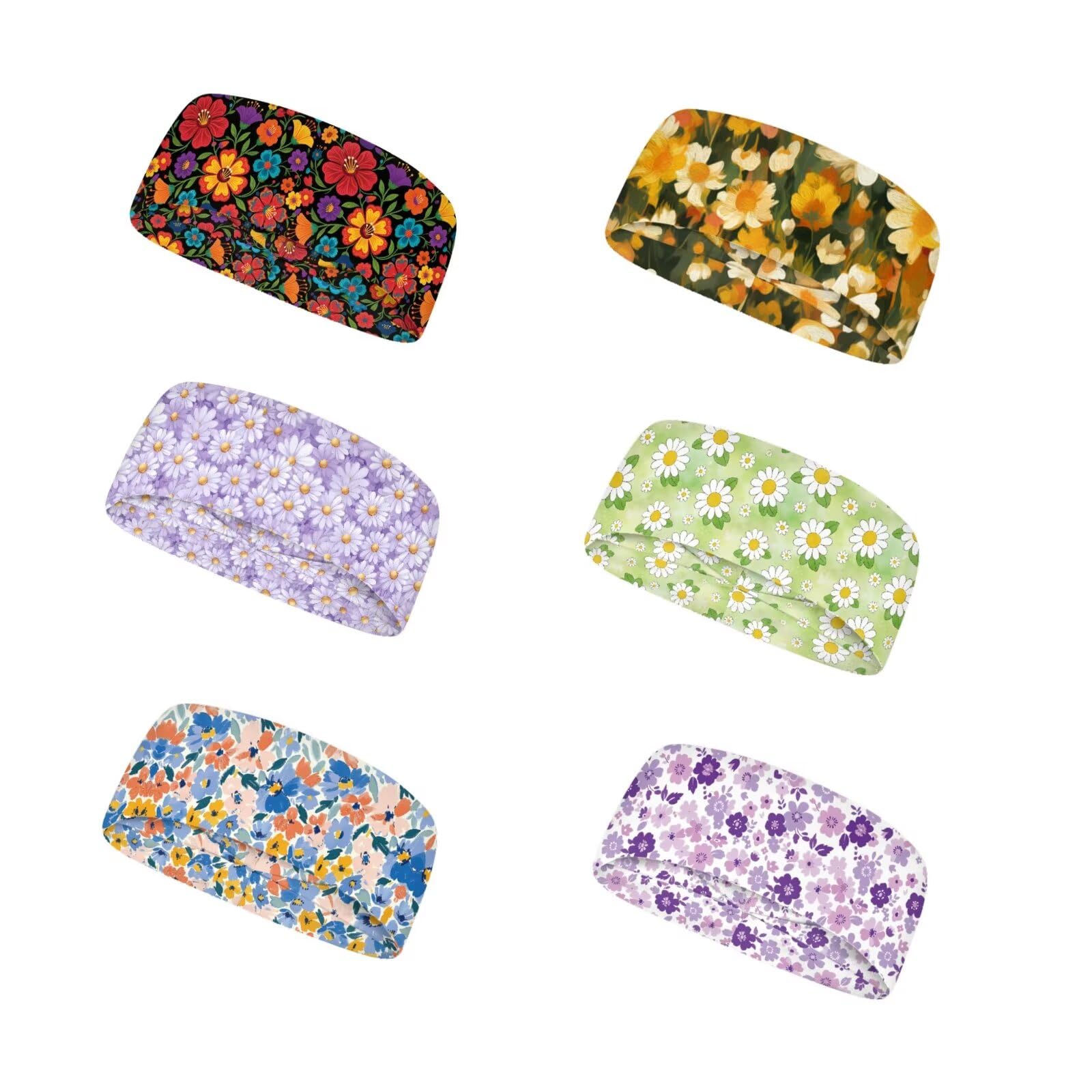 Forchrinse Sunflower with Text Print 6Pieces Sport Sweatband Headband for Soft Elasitc Headband Hair Bands Unisex Outdoor Sport Headbands