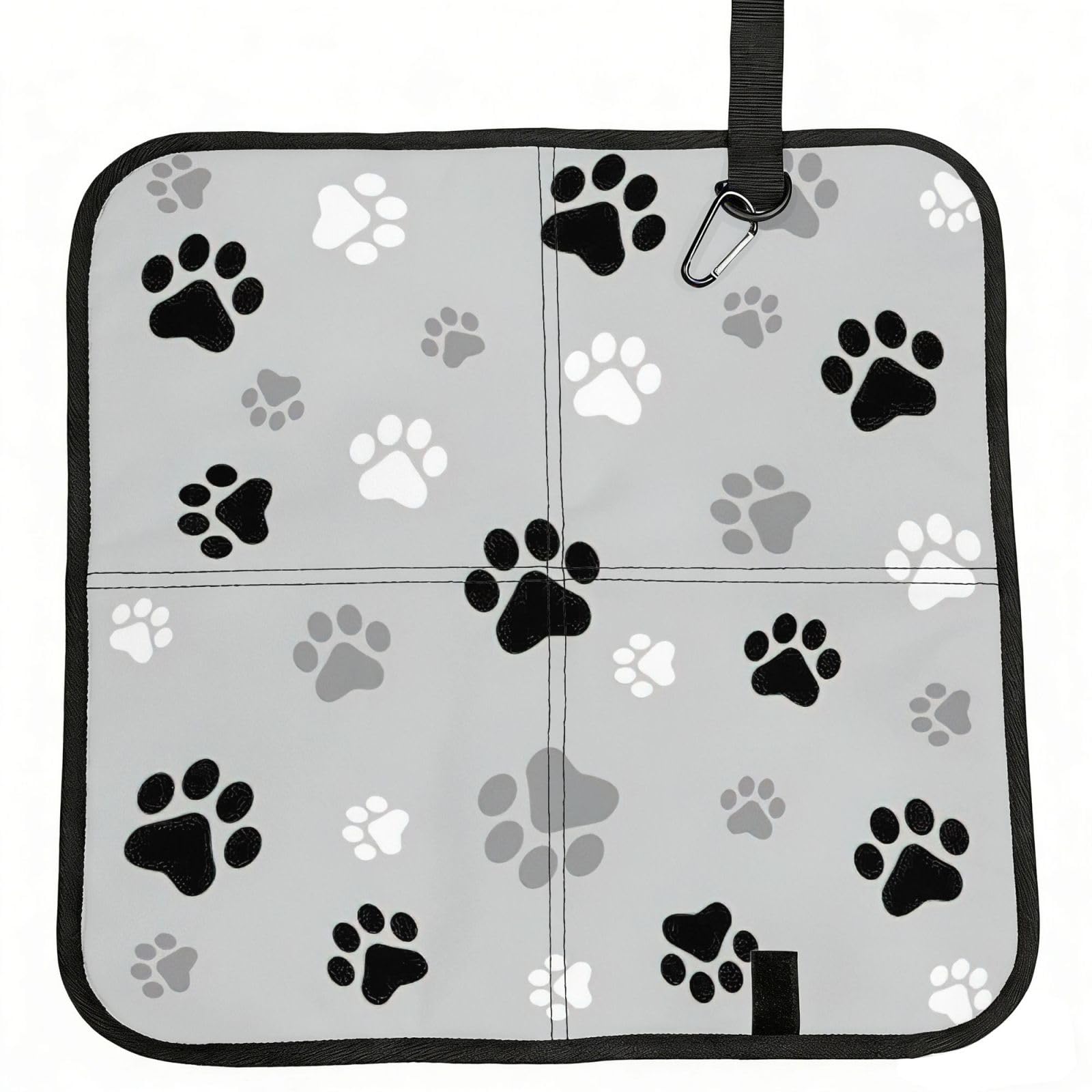 SDEGTHO Animal Paw Prints Printed Foldable Seat Pad with Closure, Lightweight Cushion for Airplane Travel Camping