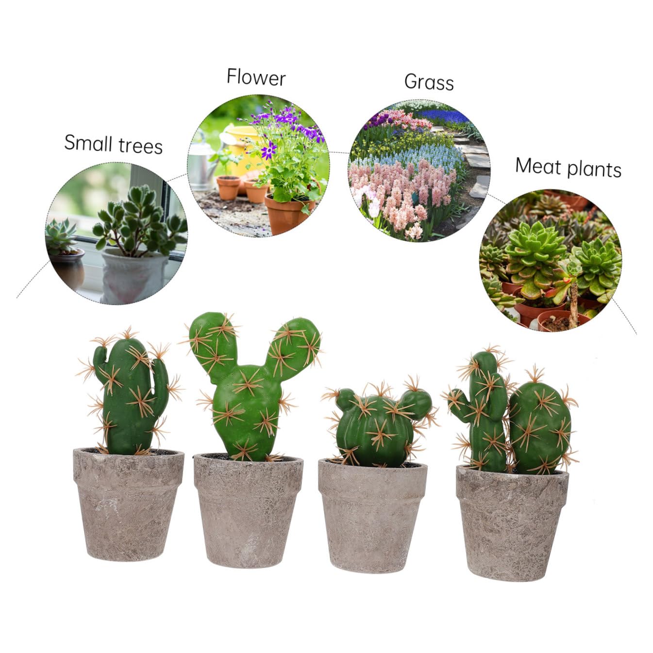 Hemobllo Set 4 Piante Grasse Finte in Plastica e Pulp, Decorazione da Tavolo Verde per Ufficio e Soggiorno Aspetto Naturale e Facilità di Cura