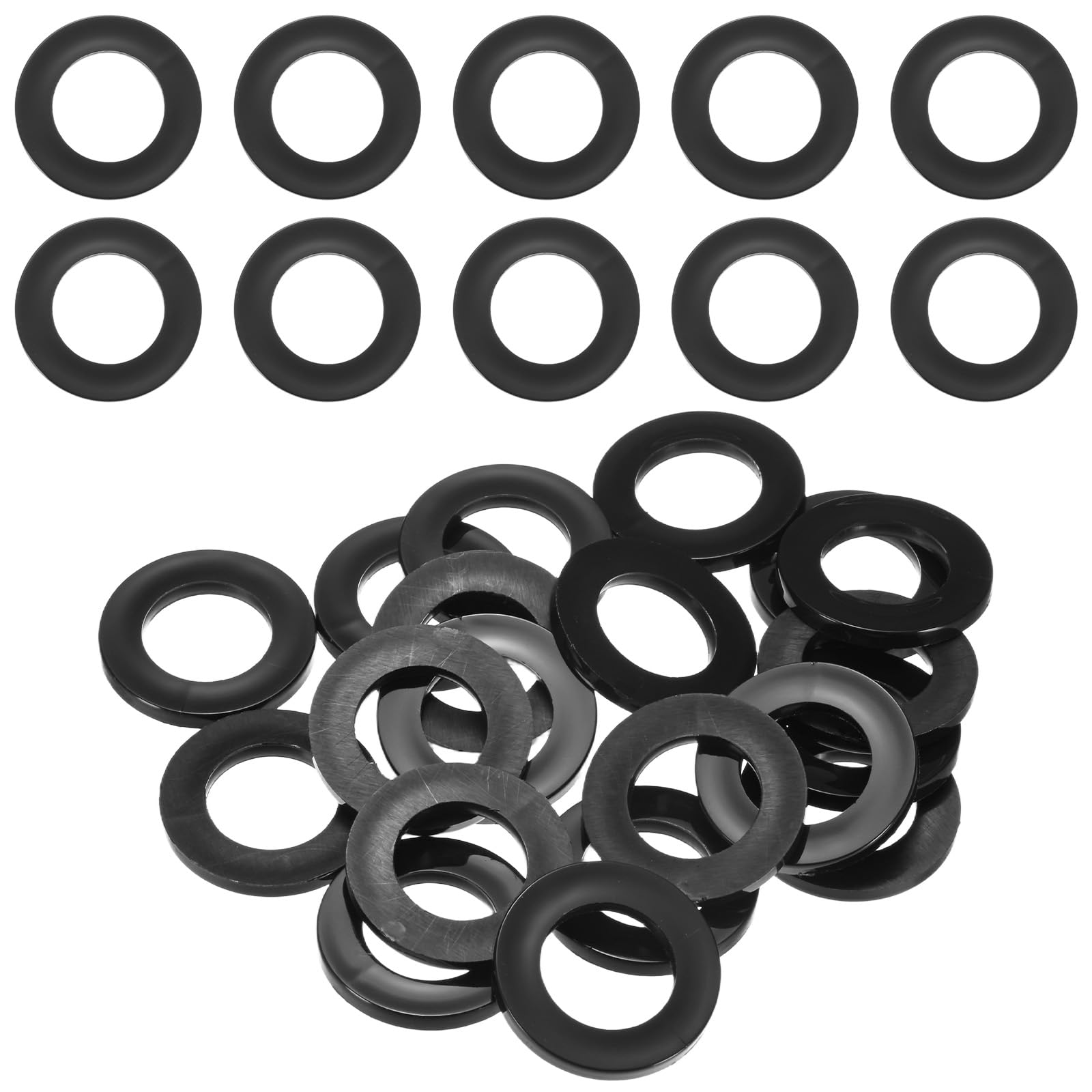M METERXITY 20-Pack M18 Nylon Flat Washers 18mm ID 32mm OD 3mm Thick Round Plastic Plain Washer Fastener Sealing Spacer Gasket Ring for Household/Commercial [Black]