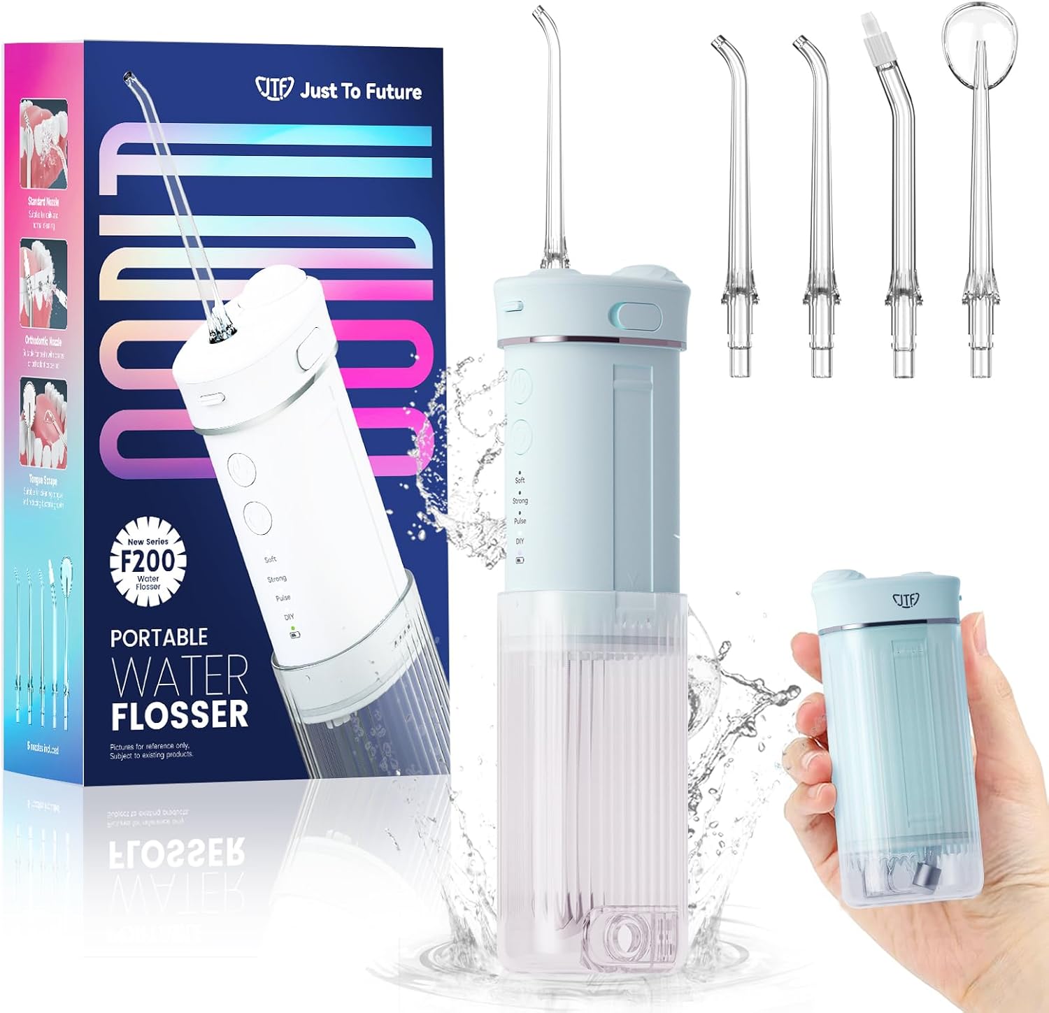 Portable Mini Water Dental Flosser for Teeth Cleaning Travel Oral Irrigator with Telescopic Water Tank,4 Modes IPX7 Waterproof Design - Perfect for Braces, Bridges, and Home & Travel Dental Care
