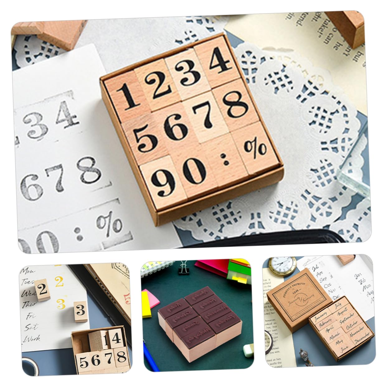 SHINEOFI 4 Sätze Kleine Monatsstempel Weihnachtsstempel Weihnachtsbriefmarken Geschenkkartendekoration Journaling Für Immer Mehrzweckstempel Briefmarken Selber Machen Hölzern Stück * 4