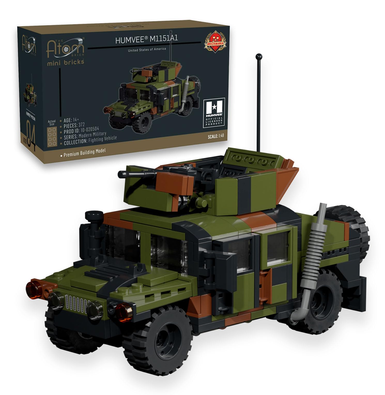 BrickMania HMMWV M1151A1 with Gunner Protection Kit - Mini Brick Building Kit The Atom Brick