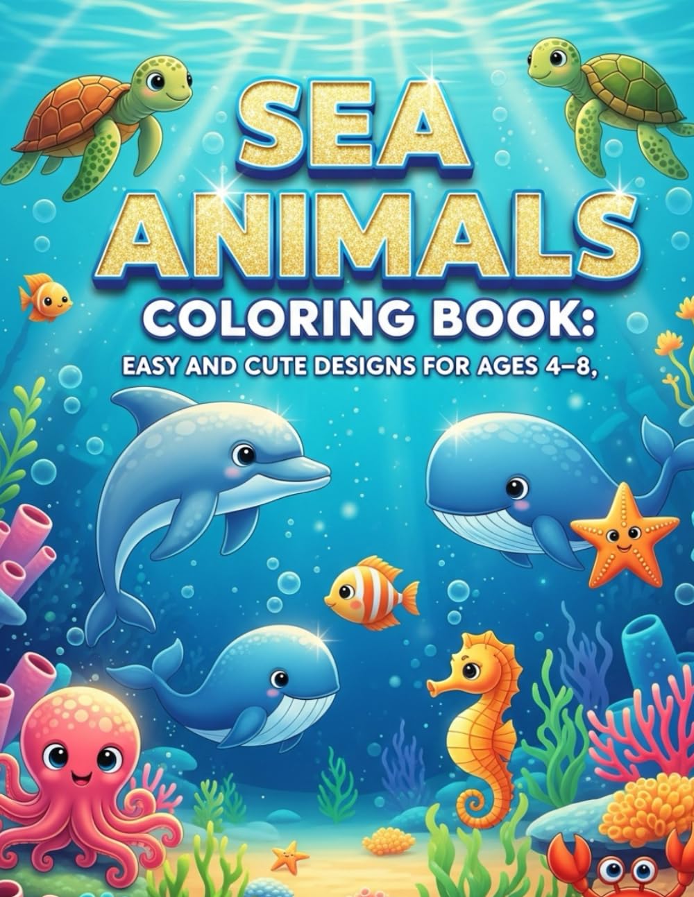 Sea Animals Coloring Book: Easy and Cute Designs for Ages 4–8