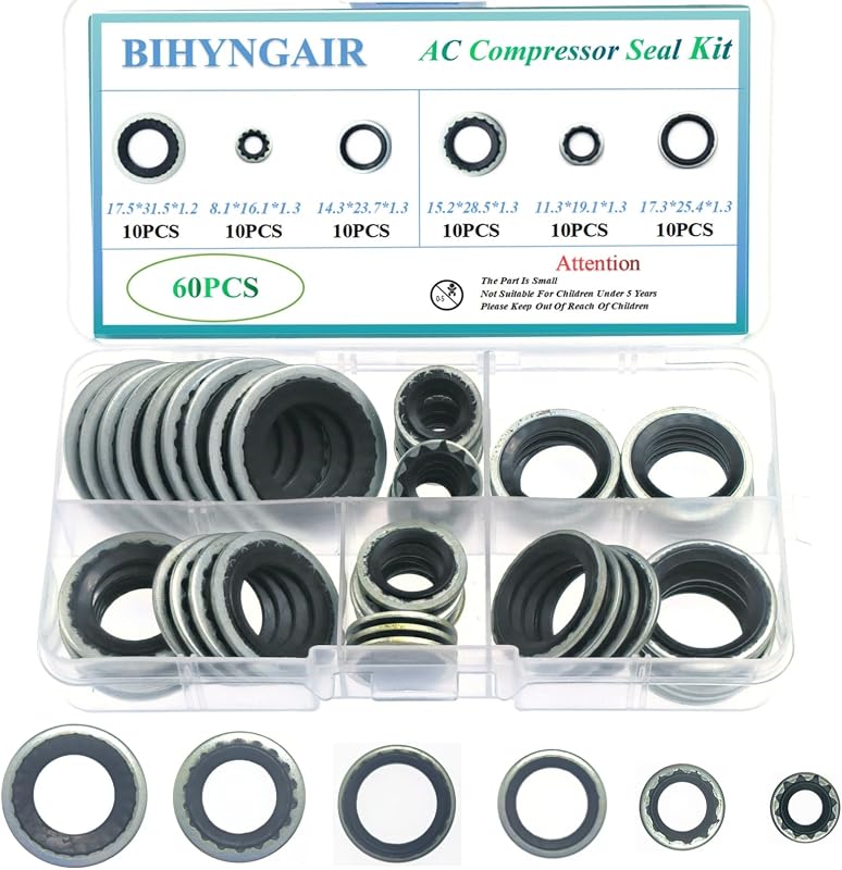 Kit de vedação para compressor de ar-condicionado BIHYNGAIR BR-Compressor-Gasket – 60 peças