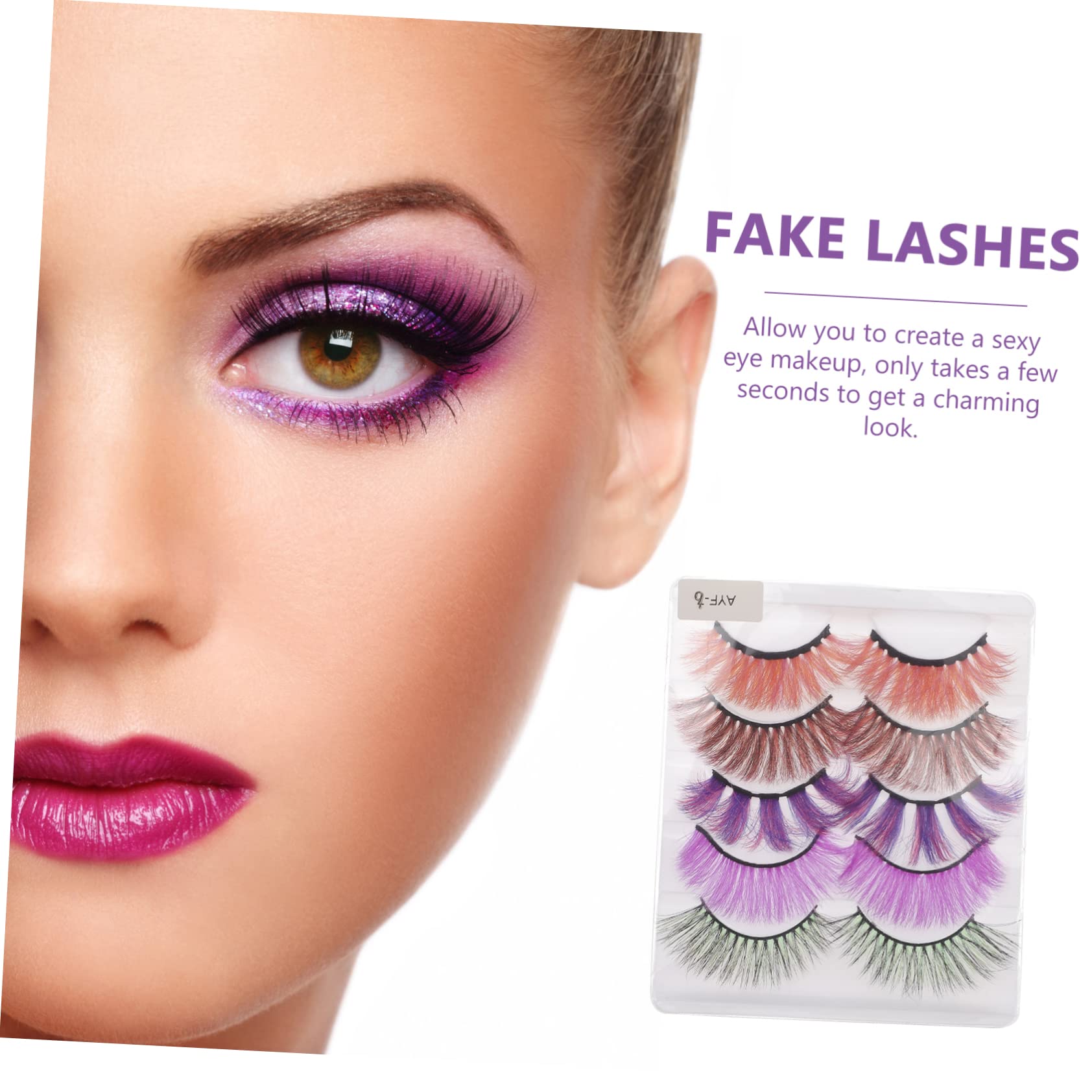 MAGICLULU 25 Paar Farbige Falsche Wimpern Bunte Wimpern Wimper Synthetischer Faser Cosplay-make-up-wimpern Augen-make-up-tools Glitzerwimpern Luxuriös Verlängern Nachahmung Von 3d