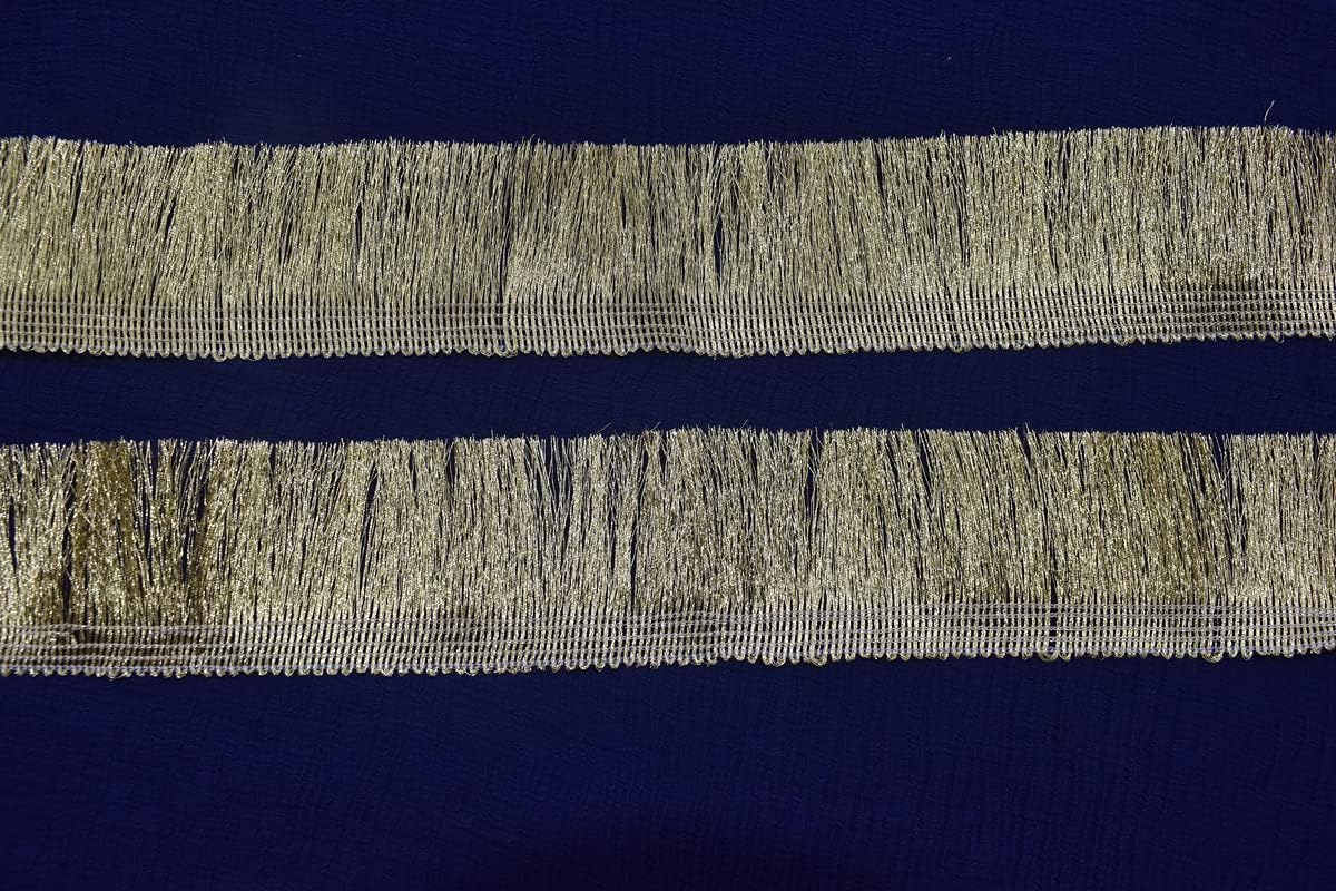 HUNNY- BUNCH®Zari Tassel, Gota Patti, Kiran Patti lace Border for Dupatta, Chunri, Fringe Lace, Tassel Lace for Saree, Lehenga, Garara, Blouse, Craft Material and Much More (9 Meter) Golden