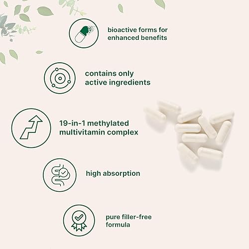 Miniatura 3 de Micro Ingredients Multivitamínico metilado puro, 240 cápsulas  Fórmula 19 en 1 con vitaminas C, D, B12, folato, magnesio, zinc y más  Apoya el