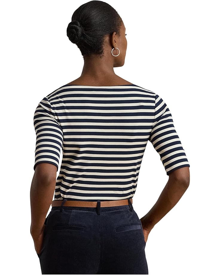 Lauren Ralph Lauren Striped Stretch Cotton Boatneck Tee - #2 of 4