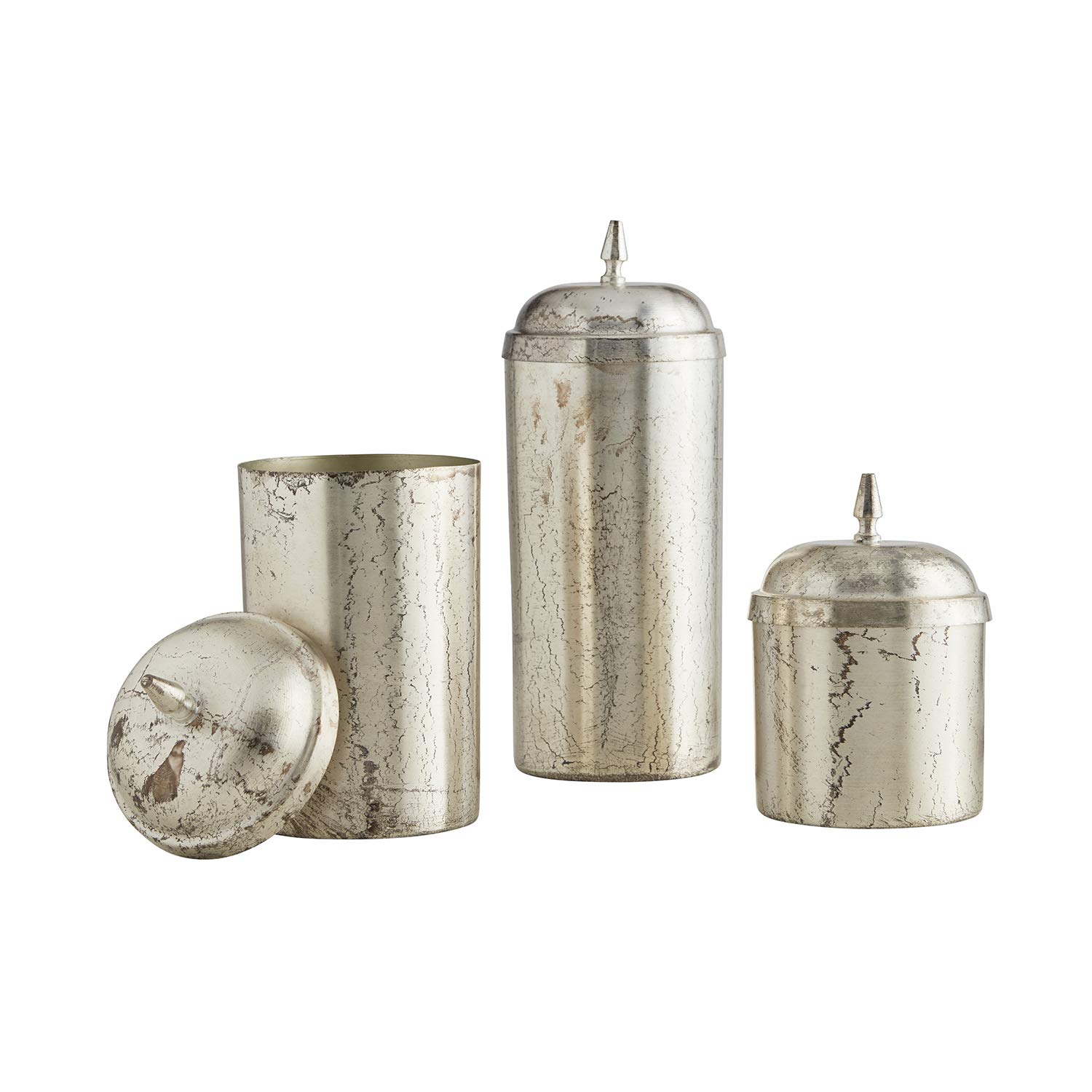 OFEFAN Vintage Metal Container Set, 3-Count, Silver le