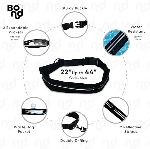 Miniatura 4 de Bond - Correa de correr para perros con manos libres con bolsa, correa manos libres para perros grandes, cinturón de correr para mascotas para