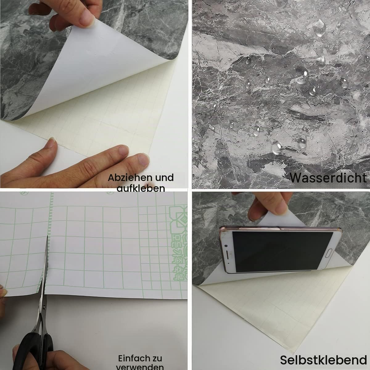 TOTIO 122CMx9M Extra Breit Graue Klebefolie in Marmoroptik Selbstklebende Marmortapete Wasserdichte Möbelfolie DIY Vinyl-Wandfolie Matt Angedickt Für Wände,Küchen,Bäder,Arbeitsplatten usw.[Zementgrau]