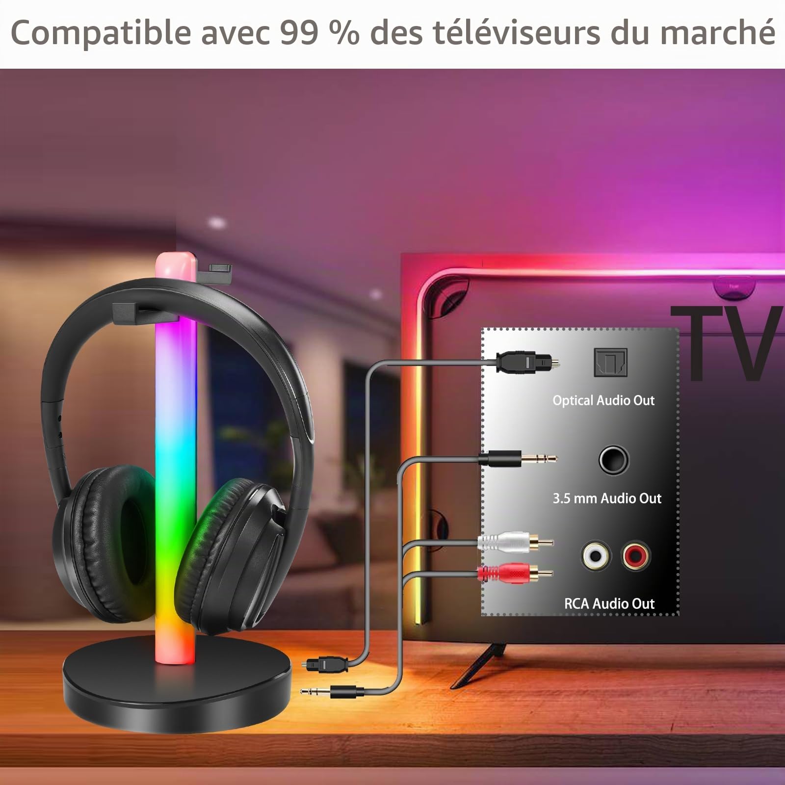 Casque TV sans Fil pour Television avec RF Émetteur avec Bluetooth